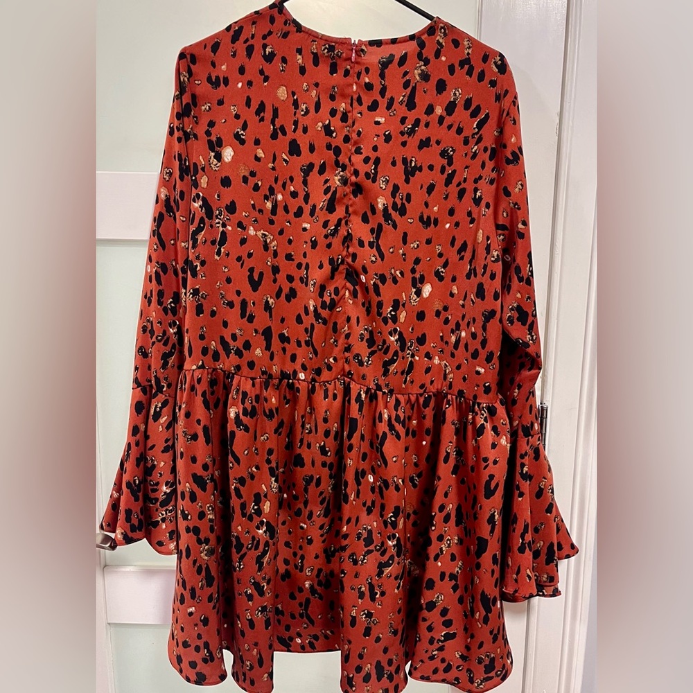 Patrizia Luca Leopard Print Back Zip Blouse